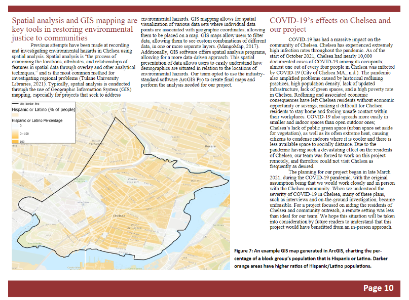 A screenshot of the report, which is linked below. It displays some GIS maps and details from page 10 of the report.